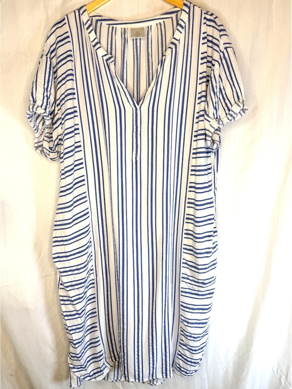 Nottibianche Rayon Caftan Blue White Stripe w Pockets
